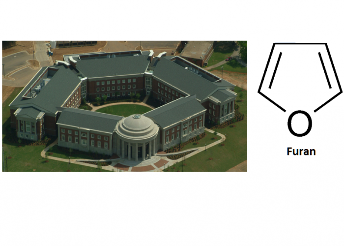 pentagon diagram outlining the shape of Shelby Hall